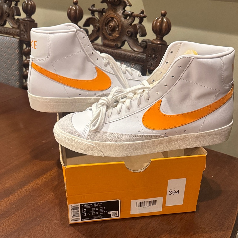 Nike White and Orange High-Tops